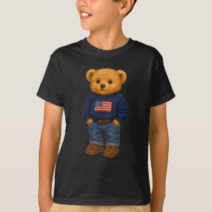 Cool amerikansk Usa Björn Illustration Grafisk Des T Shirt