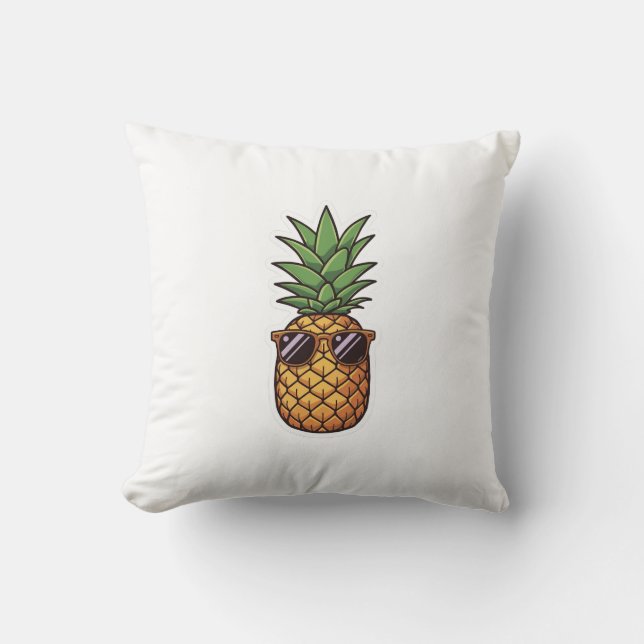 Cool Ananas med Solglasögon Kudde (Framsida)