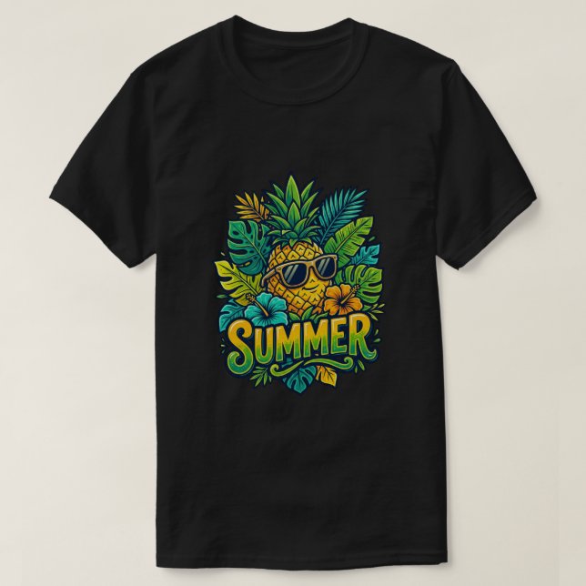 Cool Ananas som använder solglasögon - sött sommar T Shirt (Design framsida)