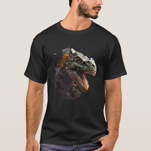 Cool angry dinosaur Tyrannosaurus Rex  2 T Shirt (Framsida)