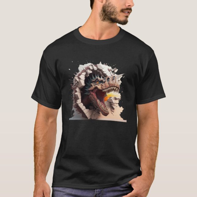 Cool angry dinosaur Tyrannosaurus Rex  4 T Shirt (Framsida)