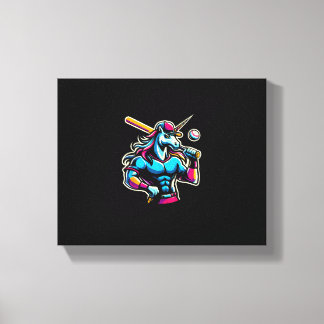 Cool Angry Unicorn Playing Baseball Ball Bat Baseb Canvastryck