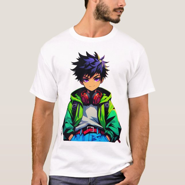 Cool Anime Pojke Konst T Shirt (Framsida)