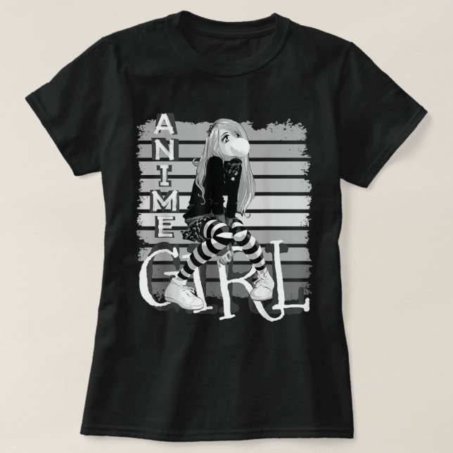 Cool Anime Tjej Estetisk Design T Shirt (Design framsida)