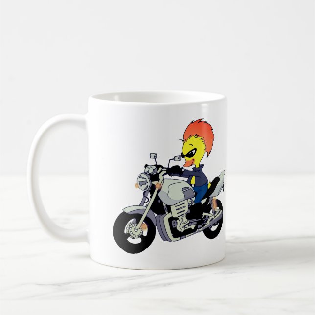 Cool anka som kör motorcykel kaffemugg (Vänster)