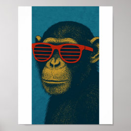 Cool apa med röda solglasögon poster