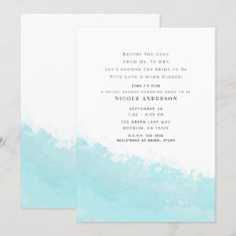 Cool Aqua Blå Våg Stänk Strand Bröllopsdusch Inbjudningar