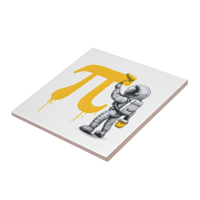 Cool astronaut målning Pi-symbol Pi-dagen  Kakelplatta (Sidan)