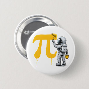 Cool astronaut-målning Pi-symbol Pi-dagen Knapp