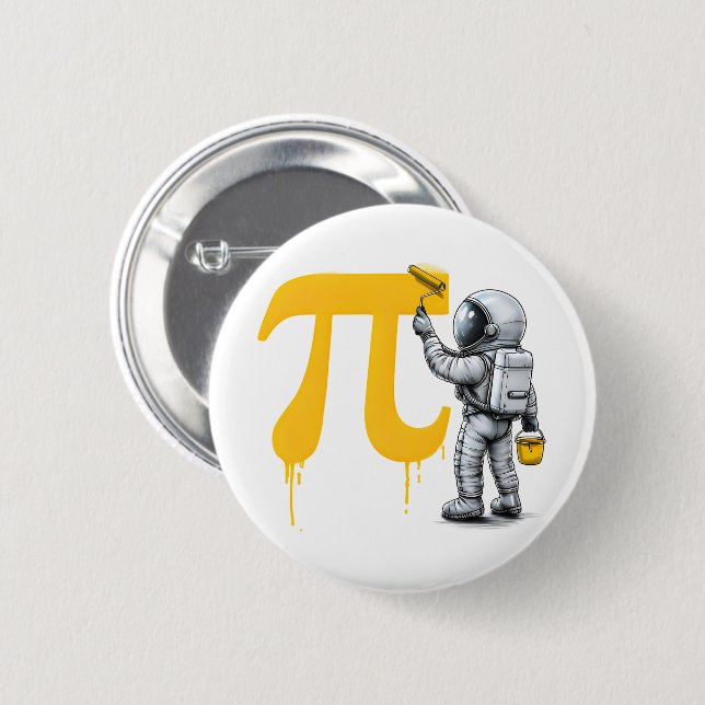 Cool astronaut-målning Pi-symbol Pi-dagen  Knapp (Framsida & baksida)