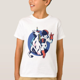 Cool astronaut ridande enhörning rocksignal rolig t shirt