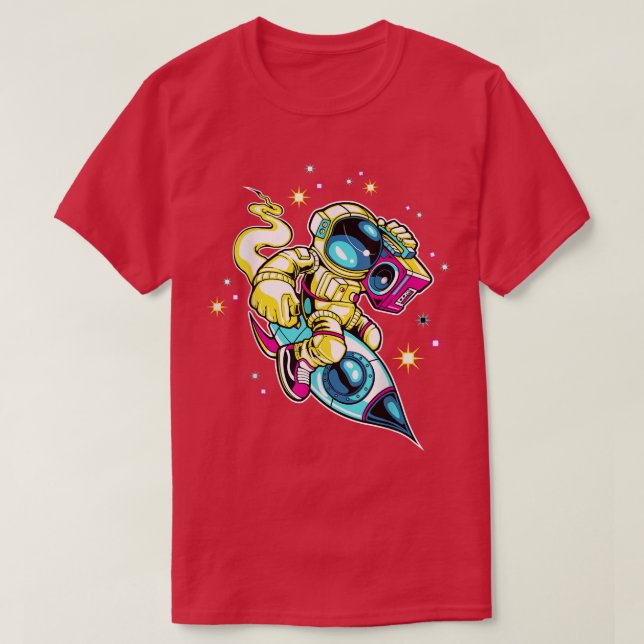 Cool astronaut Space Art Rocket design  T Shirt (Design framsida)