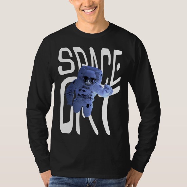 Cool Astronaut Space Cat T Shirt (Framsida)