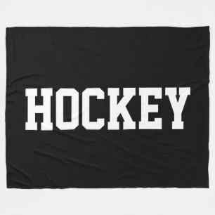Cool atletisk fet vit HOCKEY-text på djup svart Fleecefilt