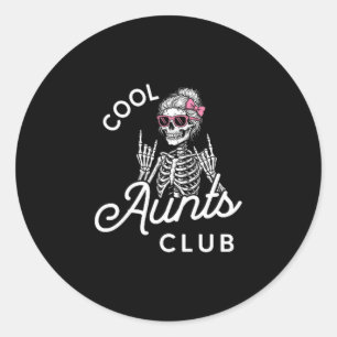 Cool Aunt Club Rolig Skelett Familj Barn Kvinnor Runt Klistermärke