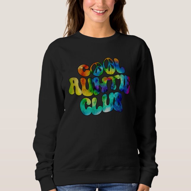 Cool Auntie Club Retro Tie Dye Groovy T Shirt (Framsida)