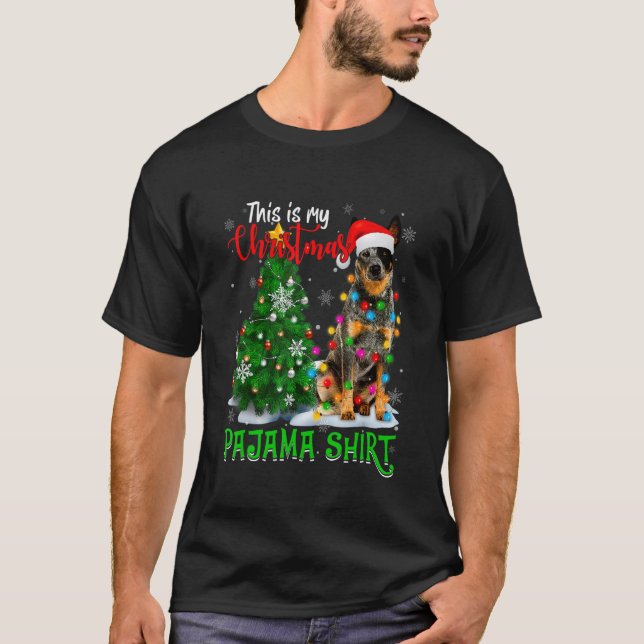 Cool Australian Cattle Dog Christmas Tree Lights S T Shirt (Framsida)