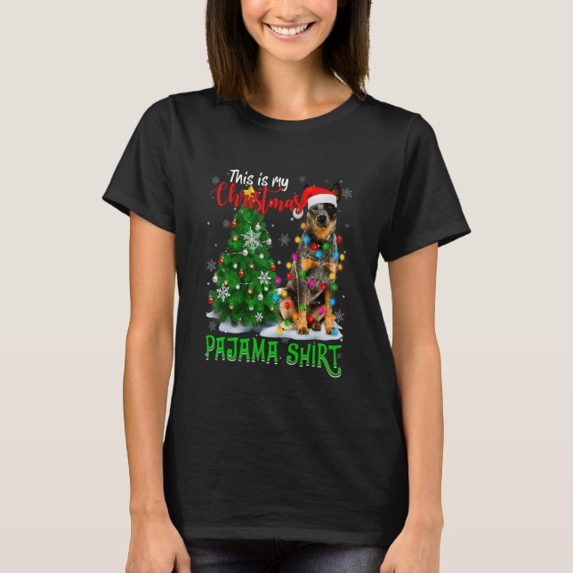 Cool Australian Cattle Dog Christmas Tree Lights S T Shirt (Framsida)