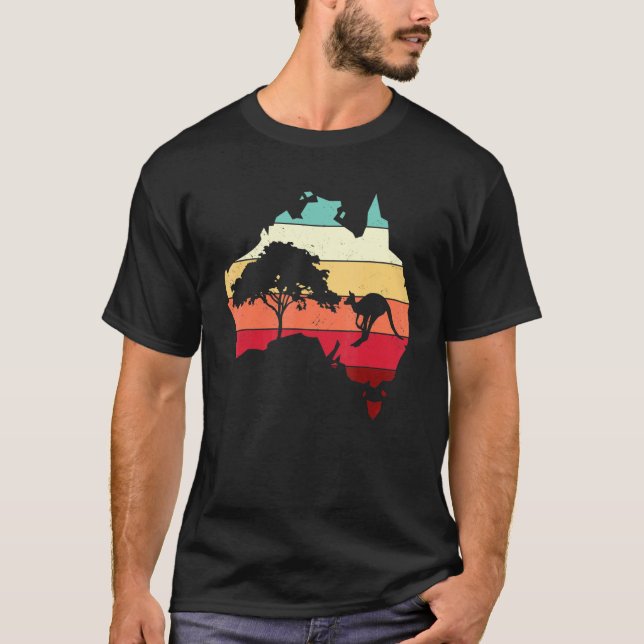 Cool Australien Karta Känguru Regnbåge Australiens T Shirt (Framsida)