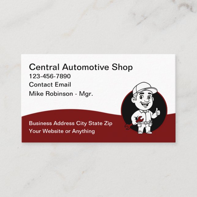 Cool Automotive Repair Shop Business Cards Visitkort (Framsida)
