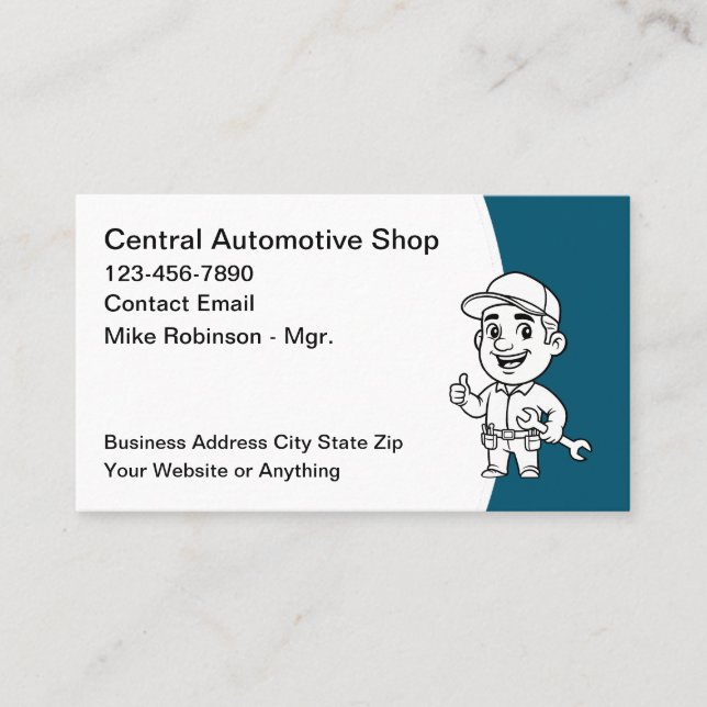 Cool Automotive Repair Shop Business Cards Visitkort (Framsida)