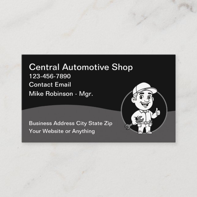 Cool Automotive Repair Shop Business Cards Visitkort (Framsida)