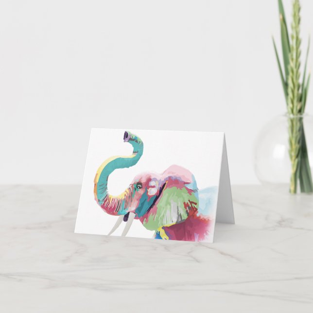 Cool awesome trendy colorful vibrant elephant kort (Framsida)