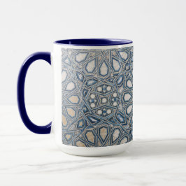 Cool Azure & White Ceramic Tile Geometric Pattern Mugg