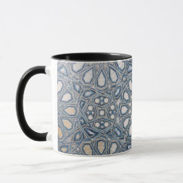 Cool Azure & White Ceramic Tile Geometric Pattern  Mugg
