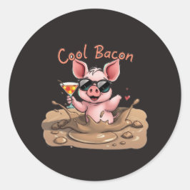 "Cool Bacon" Grisunge i solglasögon Runt Klistermärke