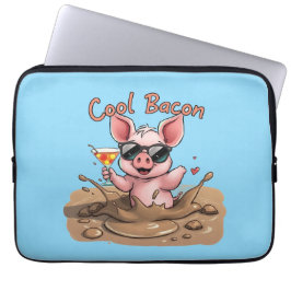 "Cool Bacon" Piglet in Sunglasses Laptop Fodral