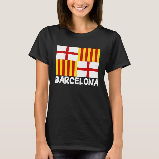 Cool Barcelona Flag T Shirt (Framsida)