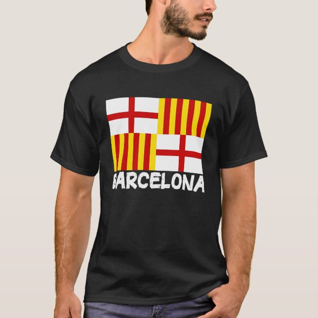 Cool Barcelona Flag T Shirt (Framsida)