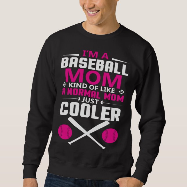 Cool baseball mum everyday text simple retro lång ärmad tröja (Framsida)