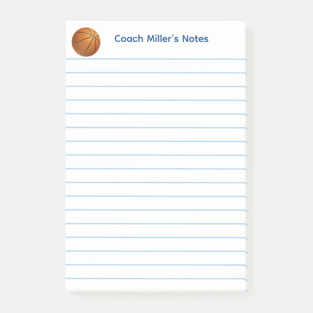 Cool Basketball Coach Lined Custom Post-it Block (Framsida)