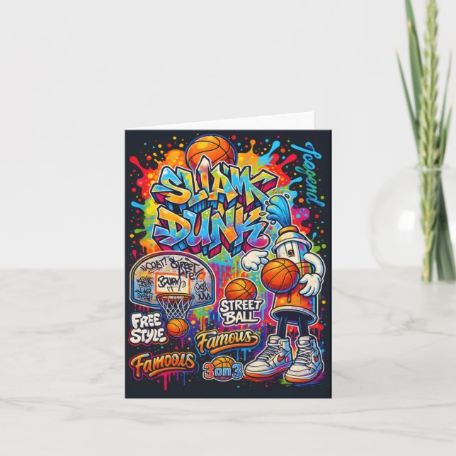 Cool basketboll Graffiti Style Illustration Graphi Kort (Framsida)