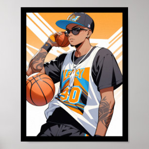 Cool Basketspelare Anime Konst Urban Sport Stil Poster
