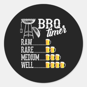 Cool Bbq-timer Rå Sällsynt Medium Väl Rolig Öl Dri Runt Klistermärke