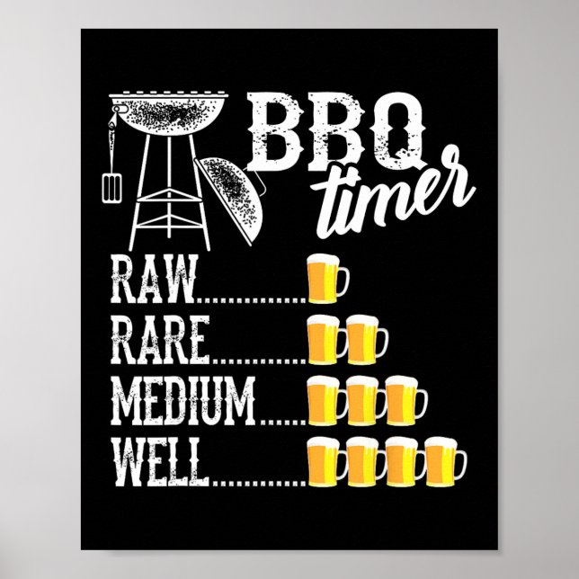 Cool Bbq Timer Raw Rare Medium Well Funny Beer Dri Poster (Framsidan)
