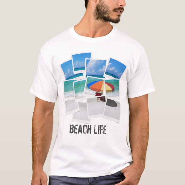 Cool Beach Life Paraply Fotoram Kollage T Shirt (Framsida)