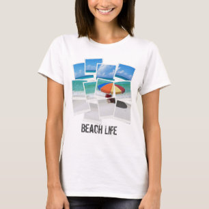 Cool Beach Life Paraply Fotoram Kollage T Shirt