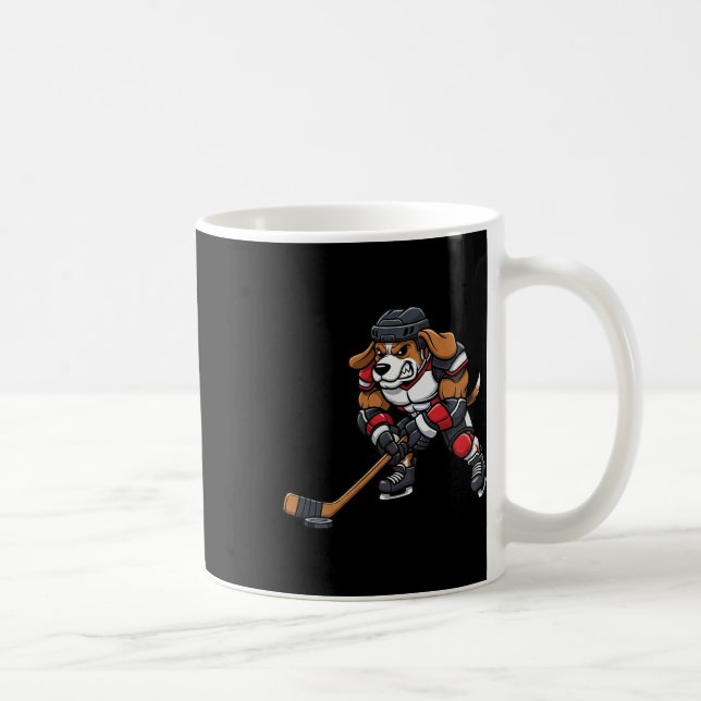 Cool Beagle Hund Ishockeyspelare Team  Kaffemugg (Höger)