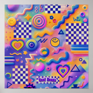 Cool Beans Pastell | Söt Rutig Kidcore-konst Poster