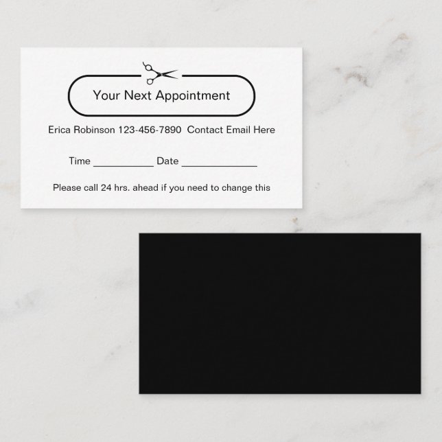 Cool Beauty Hair Styling Appointment Cards Tidsbeställning Kort (Fram/baksida)