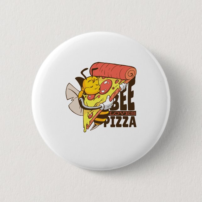 Cool Bee älskar pizza-ordlekar Knapp (Framsida)