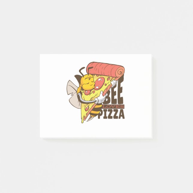 Cool Bee älskar pizza-ordlekar Post-it Block (Framsida)