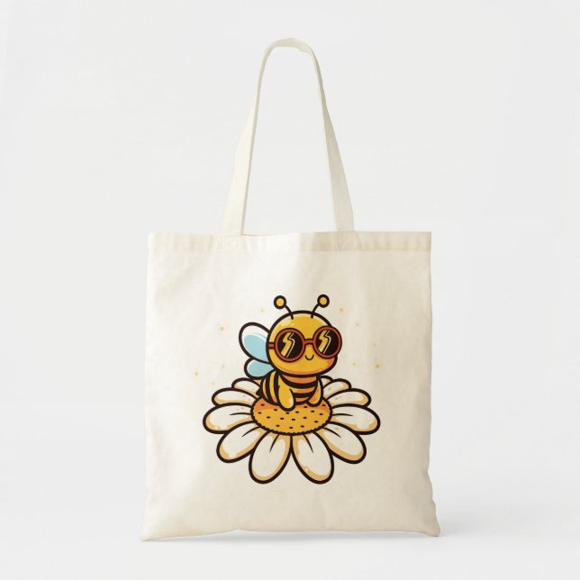 Cool Bee på en tusenskönsblomma Tygkasse (Framsidan)