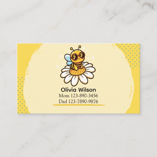 Cool Bee på en tusenskönsblomma Visitkort (Framsida)