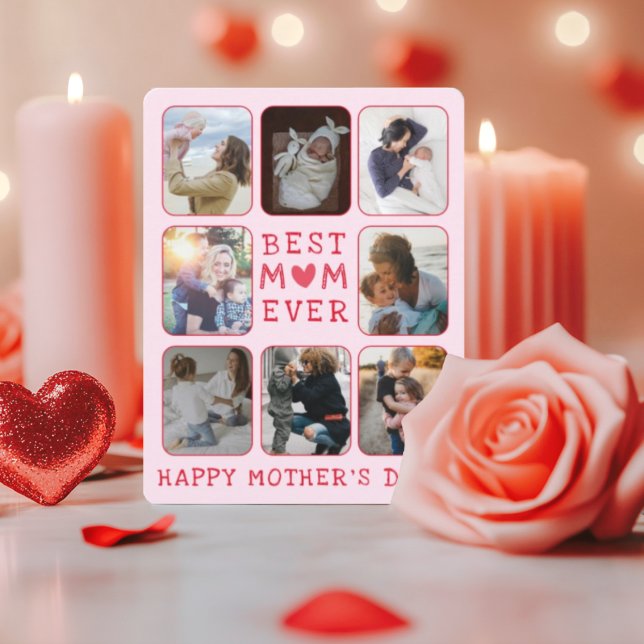 Cool Best Mom Ever Pink & Red Photo Mother’s Day  (Skapare uppladdad)