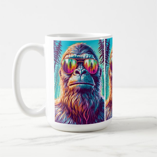 Cool Bigfoot i snygga solglasögon Kaffemugg (Vänster)